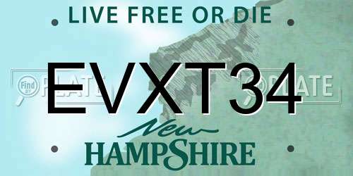 EVXT34 New Hampshire License Plate