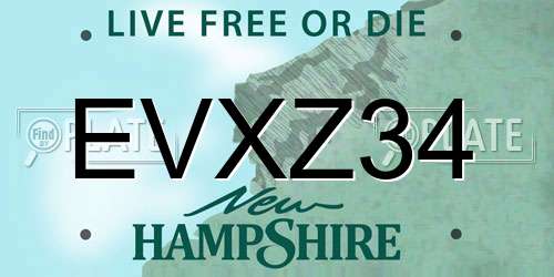 EVXZ34 New Hampshire License Plate