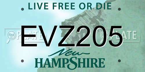 EVZ205 New Hampshire License Plate