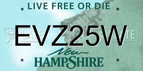 EVZ25W New Hampshire License Plate