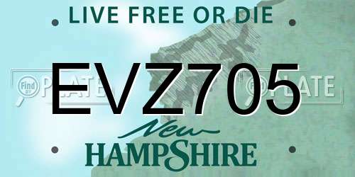 EVZ705 New Hampshire License Plate