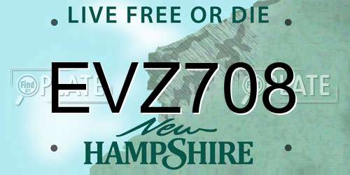 EVZ708 New Hampshire License Plate