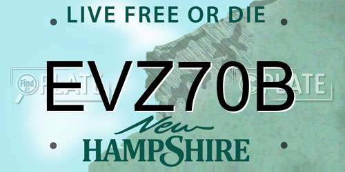 EVZ70B New Hampshire License Plate