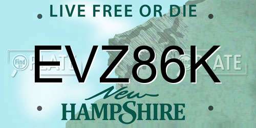 EVZ86K New Hampshire License Plate