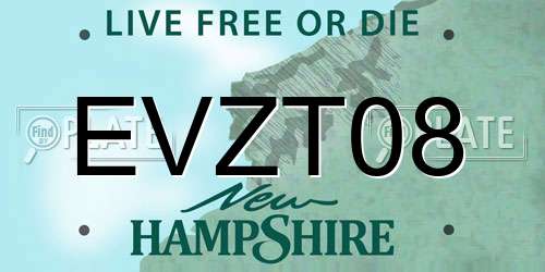 EVZT08 New Hampshire License Plate