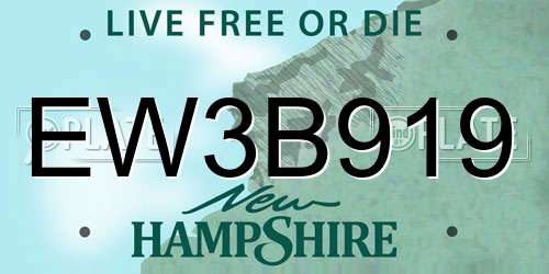 EW3B919 New Hampshire License Plate