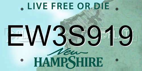EW3S919 New Hampshire License Plate