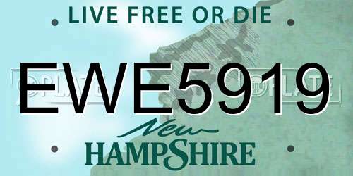 EWE5919 New Hampshire License Plate
