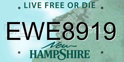 EWE8919 New Hampshire License Plate