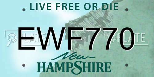 EWF770 New Hampshire License Plate