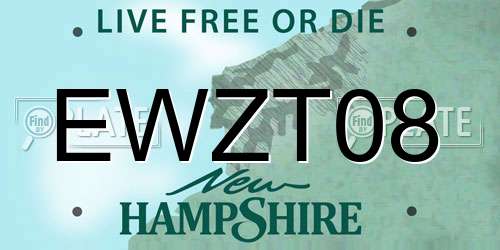 EWZT08 New Hampshire License Plate