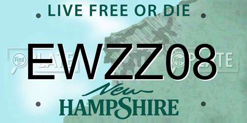 EWZZ08 New Hampshire License Plate