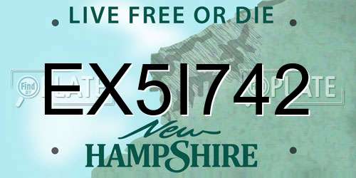 EX5I742 New Hampshire License Plate