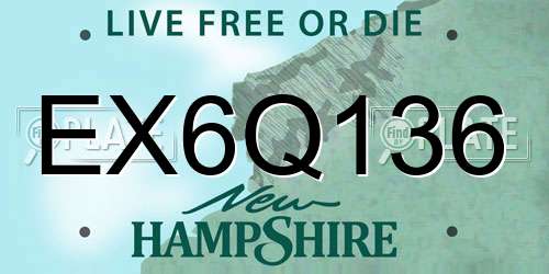 EX6Q136 New Hampshire License Plate