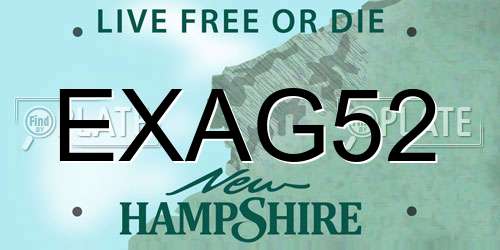 EXAG52 New Hampshire License Plate