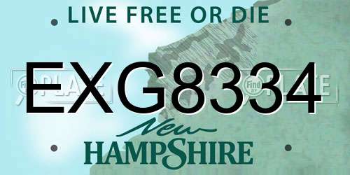 EXG8334 New Hampshire License Plate