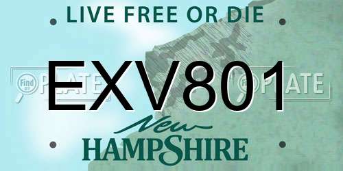 EXV801 New Hampshire License Plate