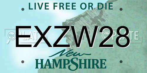 EXZW28 New Hampshire License Plate