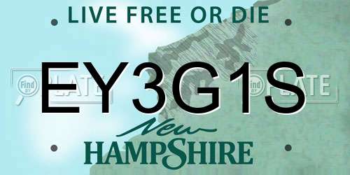 EY3G1S New Hampshire License Plate
