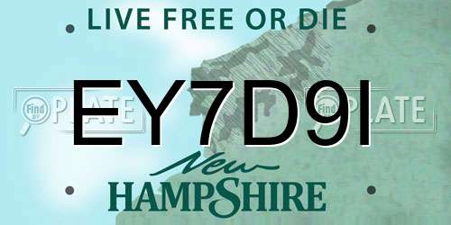 EY7D9I New Hampshire License Plate