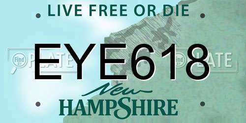 EYE618 New Hampshire License Plate