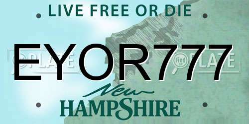 EYOR777 New Hampshire License Plate