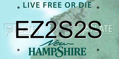 EZ2S2S New Hampshire License Plate