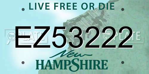 EZ53222 New Hampshire License Plate