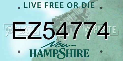 EZ54774 New Hampshire License Plate