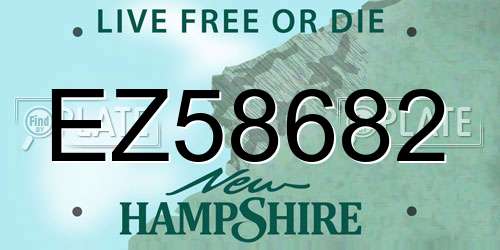 EZ58682 New Hampshire License Plate