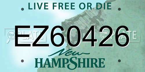 EZ60426 New Hampshire License Plate