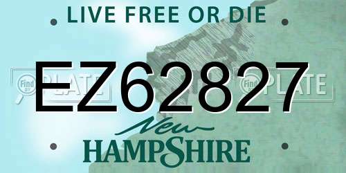 EZ62827 New Hampshire License Plate