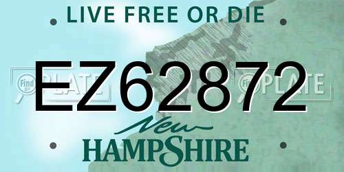 EZ62872 New Hampshire License Plate