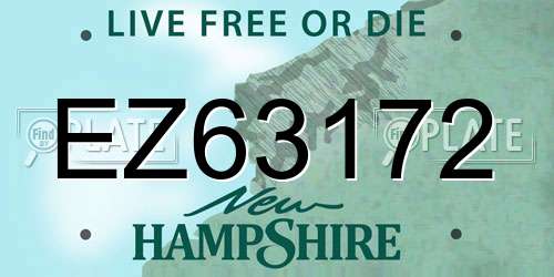 EZ63172 New Hampshire License Plate