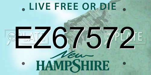 EZ67572 New Hampshire License Plate