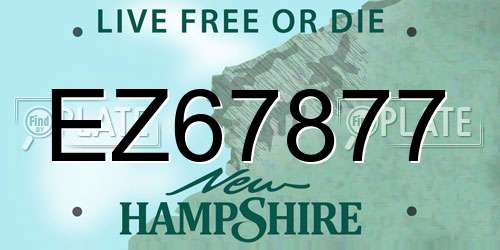 EZ67877 New Hampshire License Plate