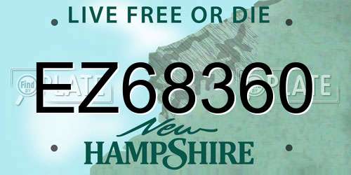 EZ68360 New Hampshire License Plate
