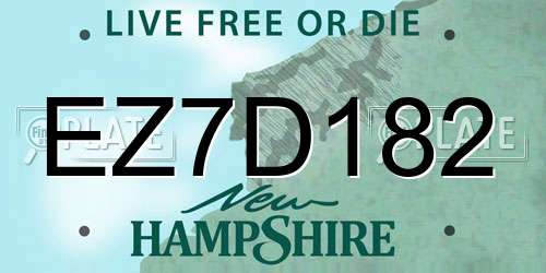 EZ7D182 New Hampshire License Plate