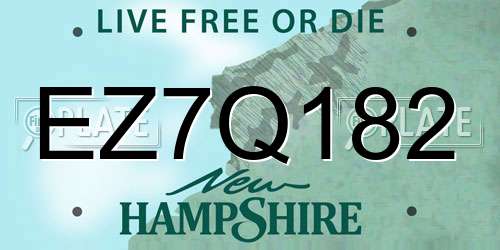 EZ7Q182 New Hampshire License Plate