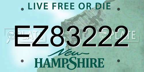 EZ83222 New Hampshire License Plate