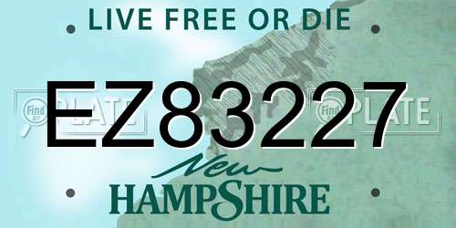 EZ83227 New Hampshire License Plate