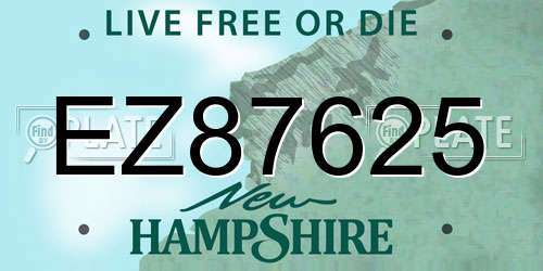 EZ87625 New Hampshire License Plate