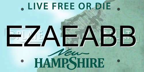 EZAEABB New Hampshire License Plate