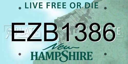 EZB1386 New Hampshire License Plate