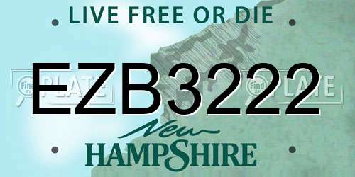 EZB3222 New Hampshire License Plate