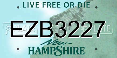 EZB3227 New Hampshire License Plate