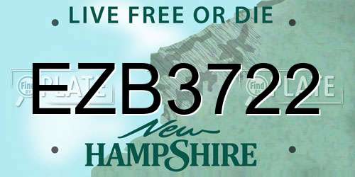 EZB3722 New Hampshire License Plate