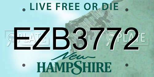 EZB3772 New Hampshire License Plate