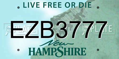 EZB3777 New Hampshire License Plate