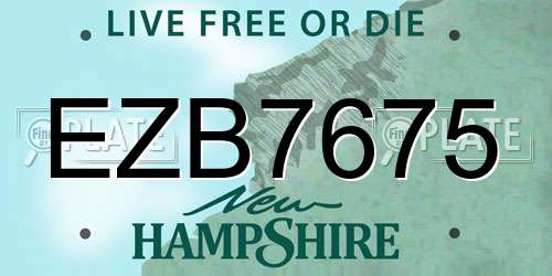 EZB7675 New Hampshire License Plate
